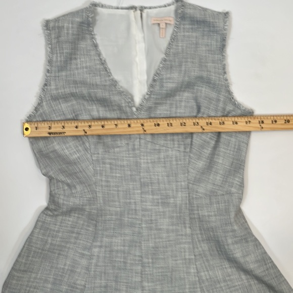 Rebecca Taylor Dress 8 Tweed Fabric Frayed Accent A-line EUC - Picture 5 of 10